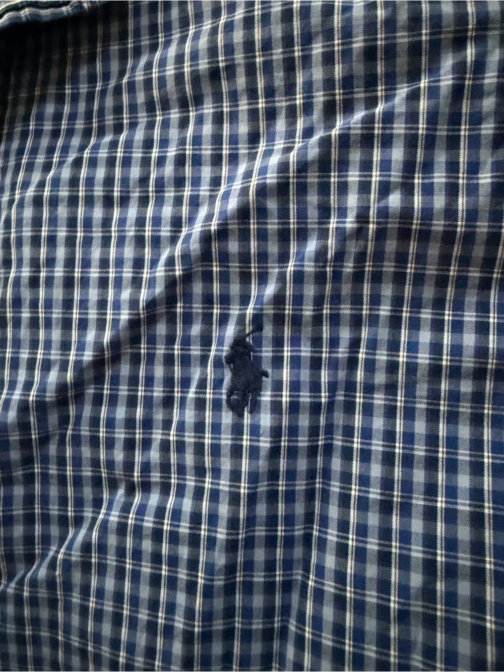 Ralph Lauren Blue Gingham Short Sleeve Button-Up Polo Shirt